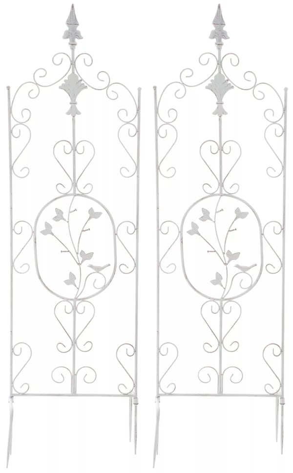 Sæt med 2 antikhvide Burgus espalier i metal til klatreplanter, 122 cm højde