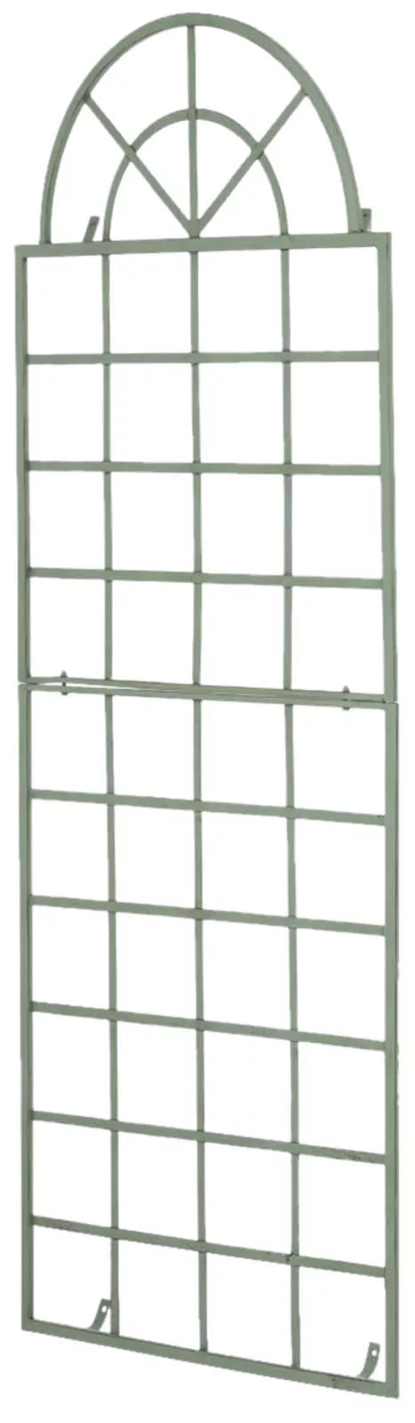 Sæt med 2 håndlavede espaliergitre i metal til klatreplanter, antikgrøn finish, 180 cm