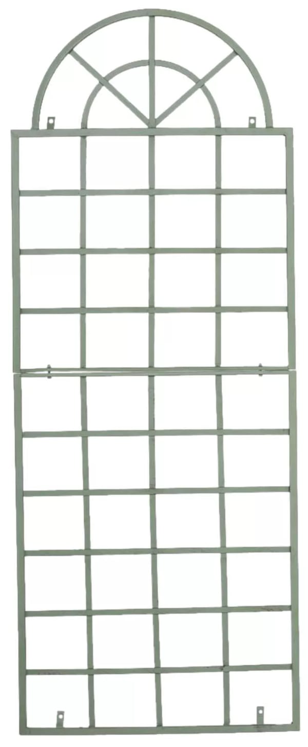 Sæt med 2 håndlavede espaliergitre i metal til klatreplanter, antikgrøn finish, 180 cm