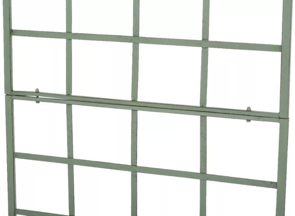 Sæt med 2 håndlavede espaliergitre i metal til klatreplanter, antikgrøn finish, 180 cm