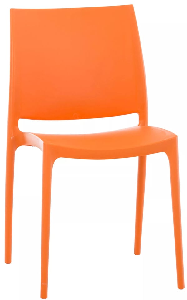 MAYA Orange Plast Moderne Stabelbar Udendørsstol - UV- og Vandafvisende