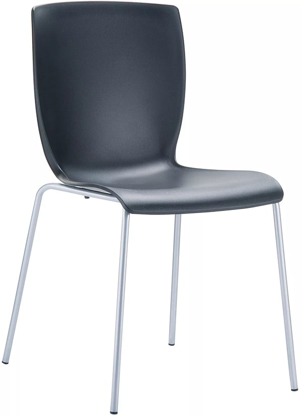 MIO Stapelbar Stol - Svart Plast sits, Aluminiumram - Inomhus/Utomhus, UV-beständig, Korrosionsbeständig - 80cm H x 47cm B