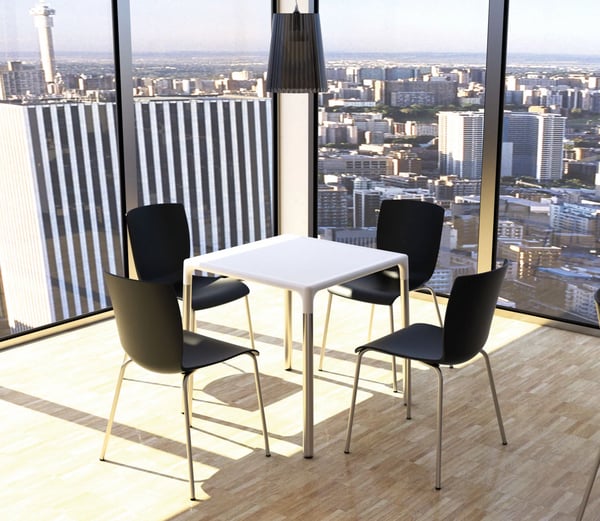MIO Stabelbar Stol - Sort Plastiksæde, Aluminiumsstel - Indendørs/Udendørs, UV-resistent, Korrosionsbestandig - 80cm H x 47cm B