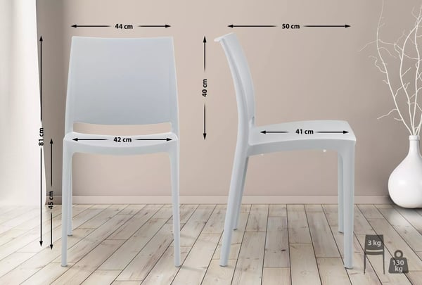 MAYA Lysegrå Plast Stabelstol - UV- og Vandafvisende, Moderne Allrounder
