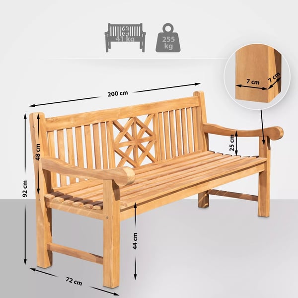 Massiv Teak Havebænk - Tidløst Lameldesign, Ergonomisk Komfort, Bæredygtigt Træ, Fås i Flere Længder (120-240cm)