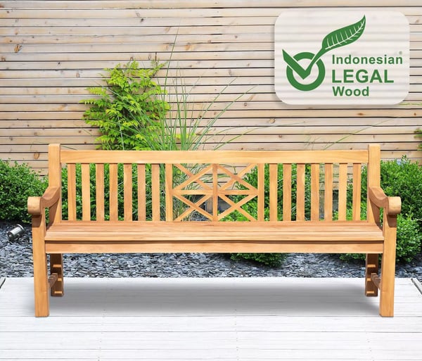 Massiv Teak Havebænk - Tidløst Lameldesign, Ergonomisk Komfort, Bæredygtigt Træ, Fås i Flere Længder (120-240cm)