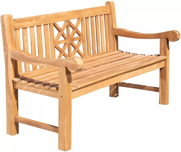 Florida Teak Trädgårdsbänk - Massivt Trä, Tidlös Ribbdesign, Finns i Olika Längder