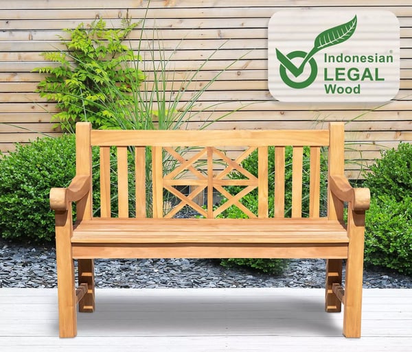 Florida Massiv Teak Træ Havebænk - 120cm