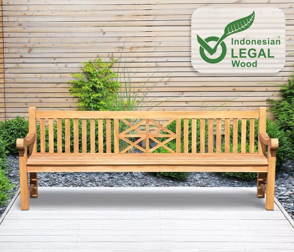 Florida Massiv Teak Træ Havebænk - Forskellige Størrelser Tilgængelige (120cm-240cm)