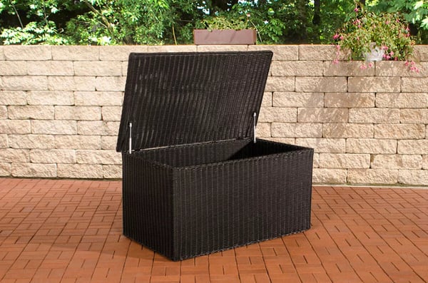 Luksus Havehyndeboks XL - Sort Polyrattan med Aluminiumsstel, 586L Kapacitet