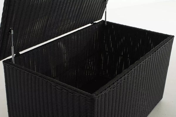 Luksus Havehyndeboks XL - Sort Polyrattan med Aluminiumsstel, 586L Kapacitet
