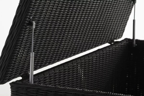 Luksus Havehyndeboks XL - Sort Polyrattan med Aluminiumsstel, 586L Kapacitet