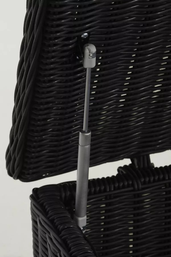 Luksus Havehyndeboks XL - Sort Polyrattan med Aluminiumsstel, 586L Kapacitet