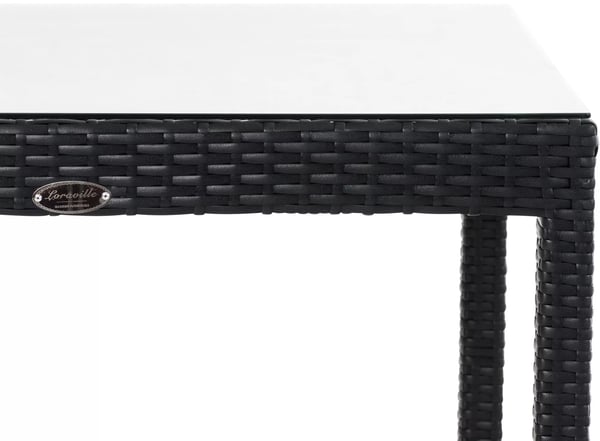 Alia Højt Havebord, Sort Polyrattan med Aluminiumsstel og Glasplade, 84x84x110,5 cm