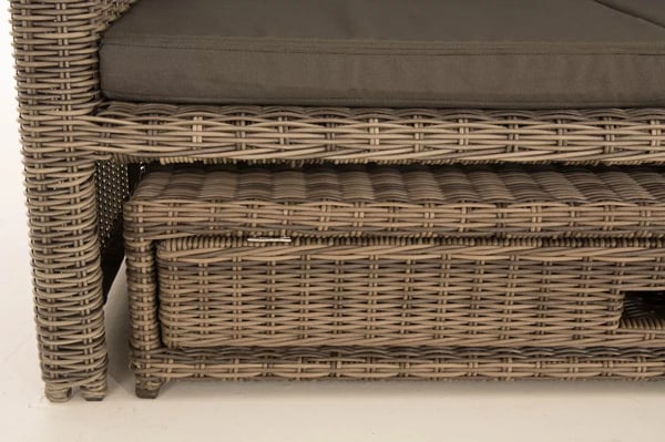 Ancona 2 hengen ulkosohva, säädettävä, polyrottinki, alumiinirunko, heather grey