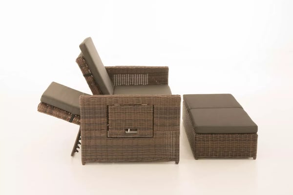 Ancona Heather Brown 2-personers sofa med justerbare ryglæn og sidehylder, aluminiumsramme, udendørs brug