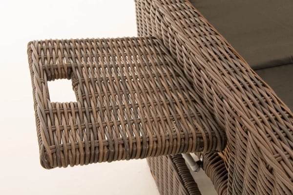 Ancona Heather Brown 2-personers sofa med justerbare ryglæn og sidehylder, aluminiumsramme, udendørs brug