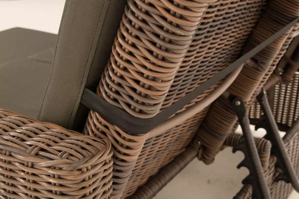 Ancona Heather Brown 2-personers sofa med justerbare ryglæn og sidehylder, aluminiumsramme, udendørs brug