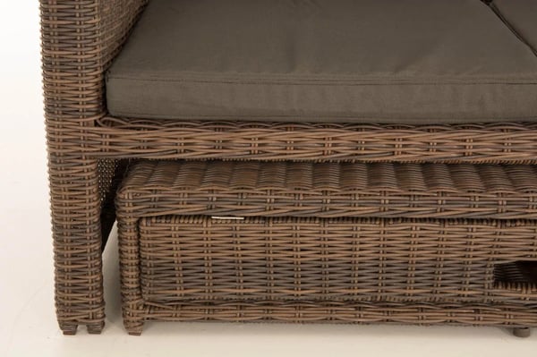 Ancona Heather Brown 2-personers sofa med justerbare ryglæn og sidehylder, aluminiumsramme, udendørs brug