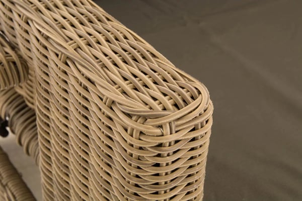 Ancona Natura 2-personers udendørs sofa med justerbare ryglæn og sidehylder, aluminiumsramme