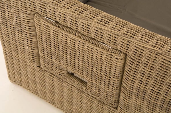Ancona Natura 2-personers udendørs sofa med justerbare ryglæn og sidehylder, aluminiumsramme