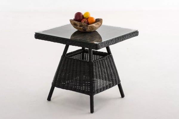 Santa Lucia Svart Poly Rattan Soffbord med Aluminiumram - UV-resistent, Vattentätt, Handgjort