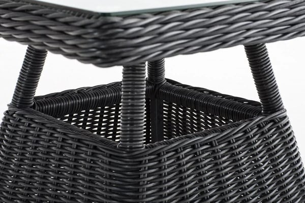 Santa Lucia Svart Poly Rattan Soffbord med Aluminiumram - UV-resistent, Vattentätt, Handgjort