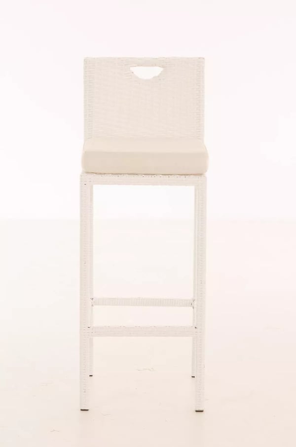 Mari Barstol - Hvid Plast med Aluminiumsstel, UV-resistent Rattan Look, Udendørs Brug