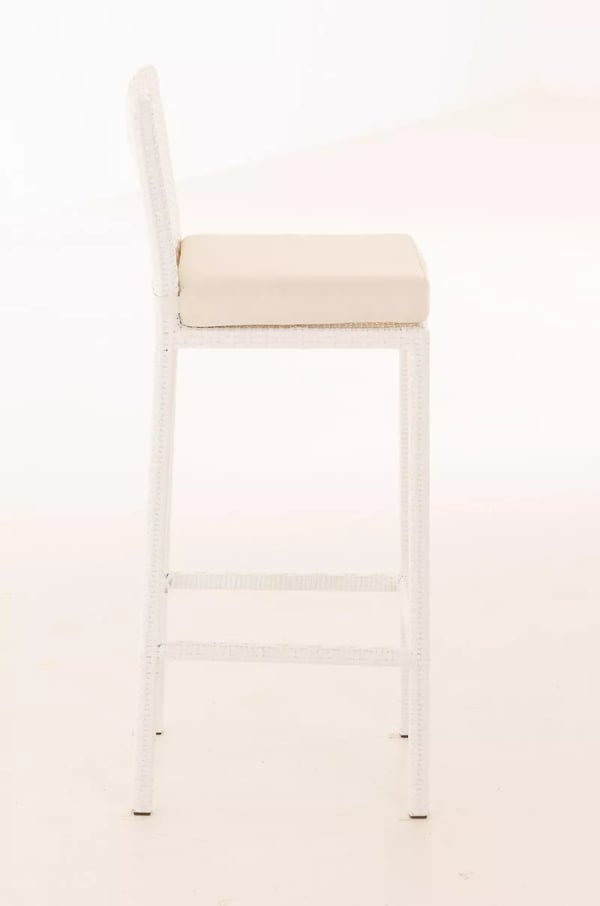 Mari Barstol - Hvid Plast med Aluminiumsstel, UV-resistent Rattan Look, Udendørs Brug