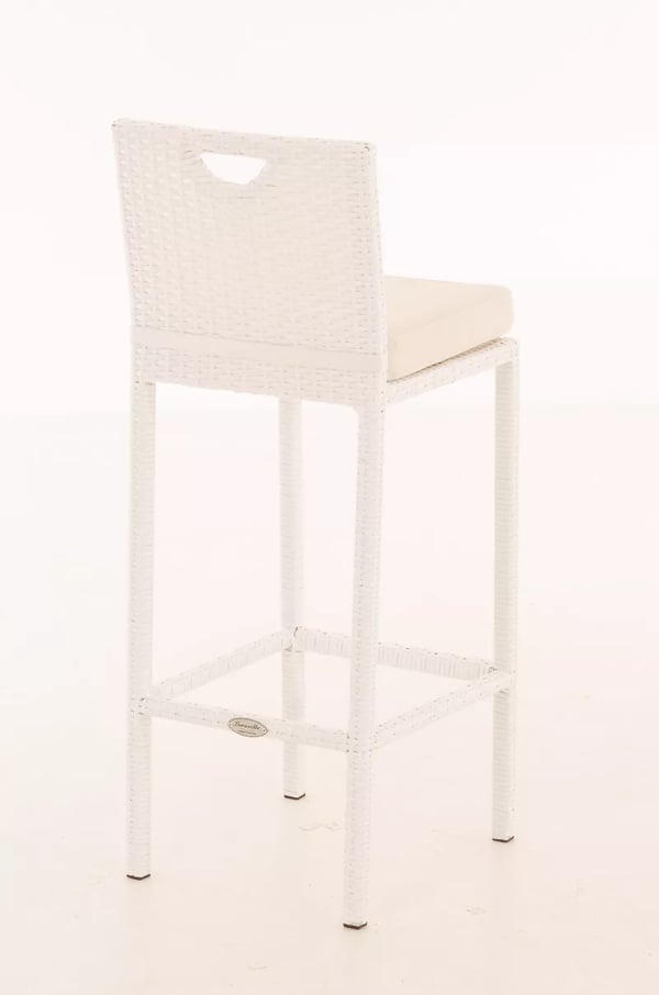 Mari Barstol - Hvid Plast med Aluminiumsstel, UV-resistent Rattan Look, Udendørs Brug