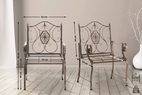 Punjab Havestol - Art Nouveau Stil, Bronzemetal, Indendørs/Udendørs Brug