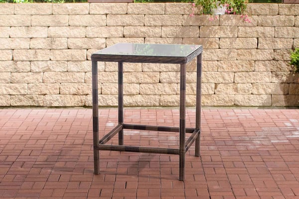 Alia 5mm Polyrattan Barbord - Heather Brun, Aluminiumsstel, 84x84x110.5cm
