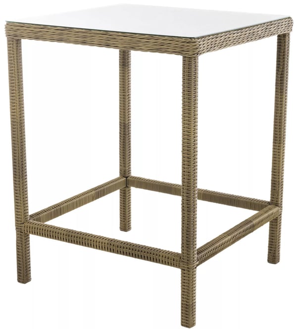 Alia Polyrattan Havebarbord - Naturfarve, Aluminiumsstel, 84x84x110,5cm