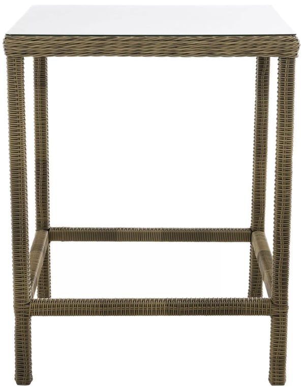 Alia Polyrattan Havebarbord - Naturfarve, Aluminiumsstel, 84x84x110,5cm