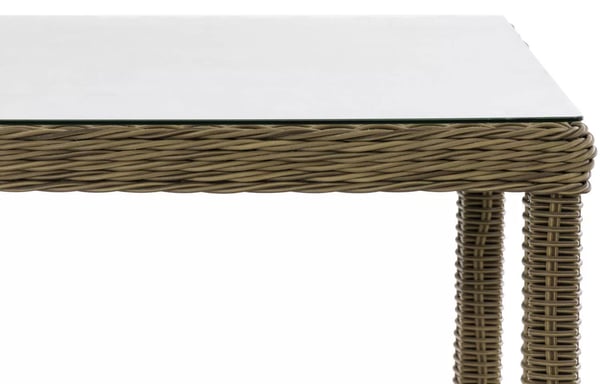 Alia Polyrattan Havebarbord - Naturfarve, Aluminiumsstel, 84x84x110,5cm