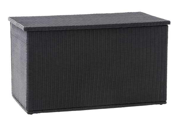 Comfy 125 cm Poly Rattan Hyndeboks med Aluminiumsstel, Sort, Vejrbestandig