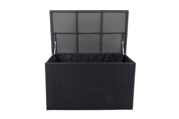 Comfy 125 cm Poly Rattan Hyndeboks med Aluminiumsstel, Sort, Vejrbestandig