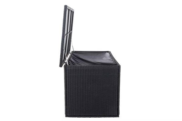 Comfy 125 cm Poly Rattan Hyndeboks med Aluminiumsstel, Sort, Vejrbestandig