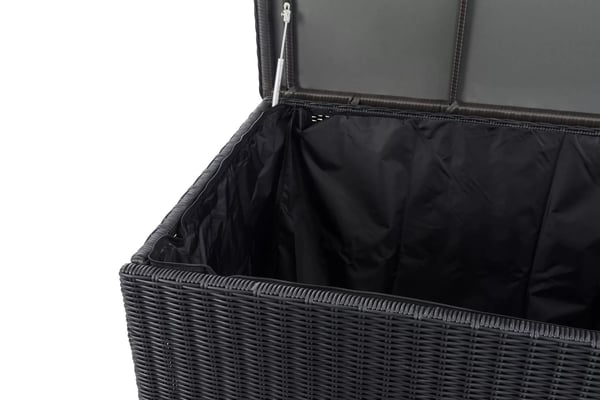 Comfy 125 cm Poly Rattan Hyndeboks med Aluminiumsstel, Sort, Vejrbestandig
