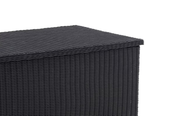 Comfy 125 cm Poly Rattan Hyndeboks med Aluminiumsstel, Sort, Vejrbestandig