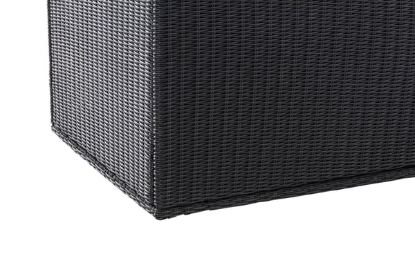 Comfy 125 cm Poly Rattan Hyndeboks med Aluminiumsstel, Sort, Vejrbestandig