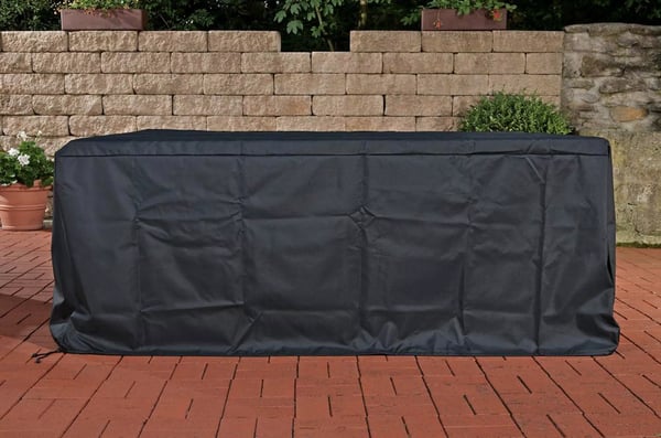Vandafvisende beskyttelsesovertræk i plast til havemøbler og hyndebokse - Sort (275x240x68 cm - Provence, Madeira)