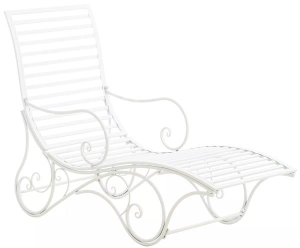 Amiens Havestol - Liggestol i metal med antik look og robust stel, hvid, 140x58x101cm, 15kg