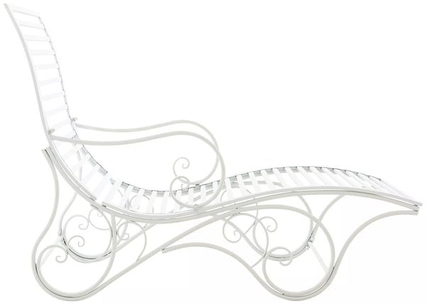 Amiens Havestol - Liggestol i metal med antik look og robust stel, hvid, 140x58x101cm, 15kg