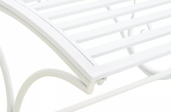 Amiens Havestol - Liggestol i metal med antik look og robust stel, hvid, 140x58x101cm, 15kg