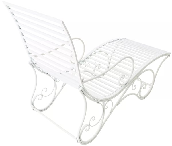 Amiens Havestol - Liggestol i metal med antik look og robust stel, hvid, 140x58x101cm, 15kg