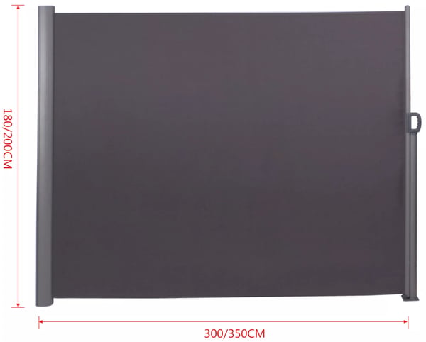 Lovington Antracit 280 g/m² Polyester Læskærm med Aluminiumsstel - 300 x 180 cm