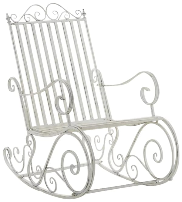 2 kpl. antiikkivalkoinen metallinen Smilla-keinutuoli, 94x56x90cm