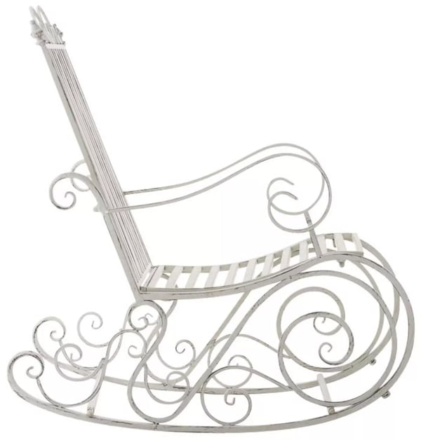 2 kpl. antiikkivalkoinen metallinen Smilla-keinutuoli, 94x56x90cm