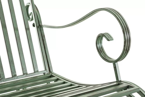 Sæt med 2 antikke grønne Smilla gyngestole i metal til have/terrasse/indendørs brug